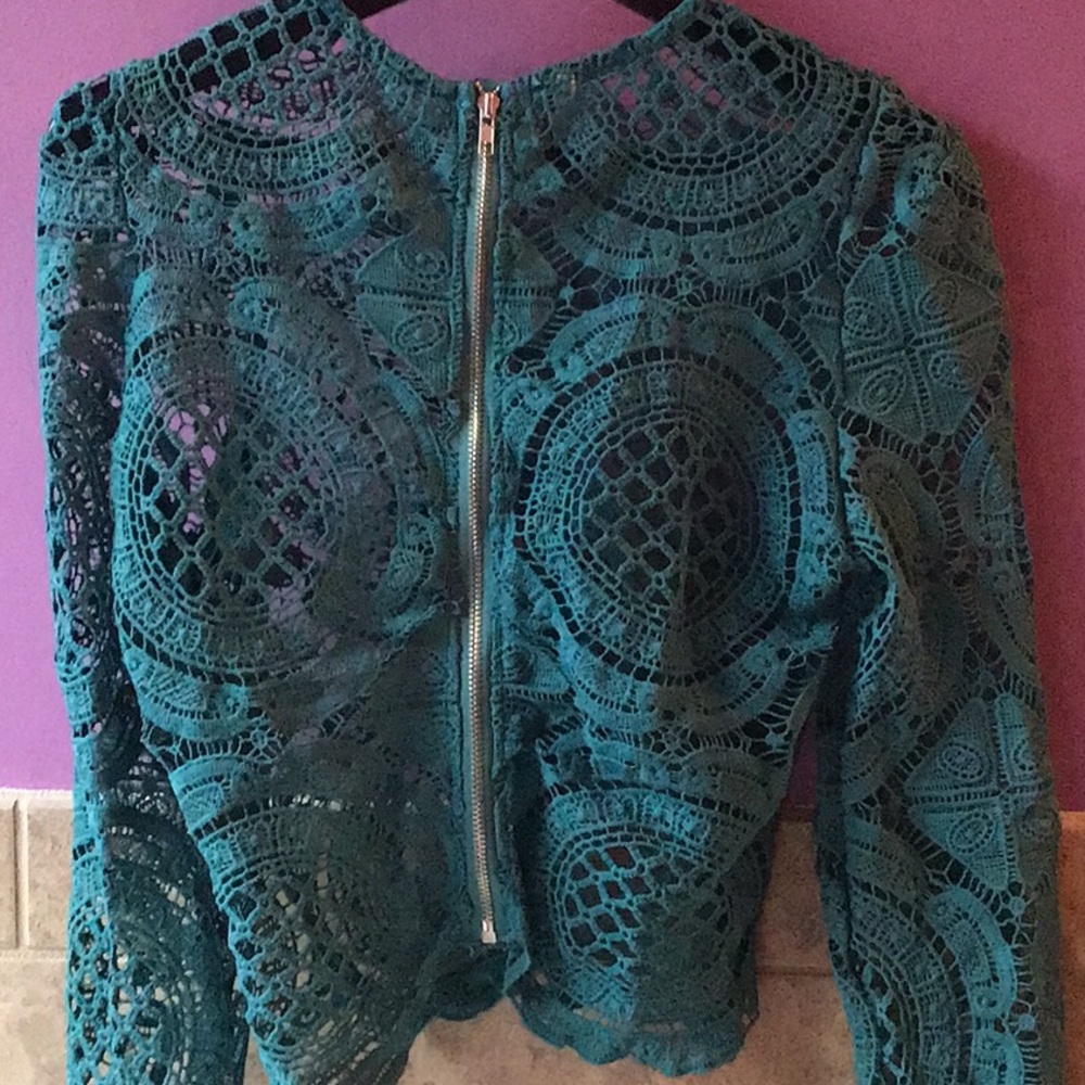 Teal Crochet top